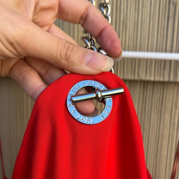 Ralph Lauren Black Label Red Chain Halter Dress Size 6 - Picture 6 of 12